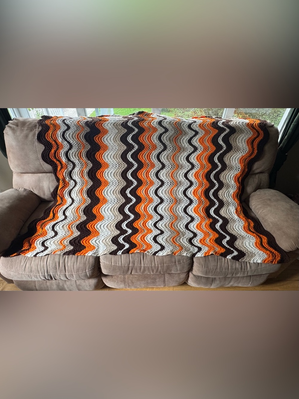 Large 1980’s Afghan Blanket - Hand Made - Amazing Condition